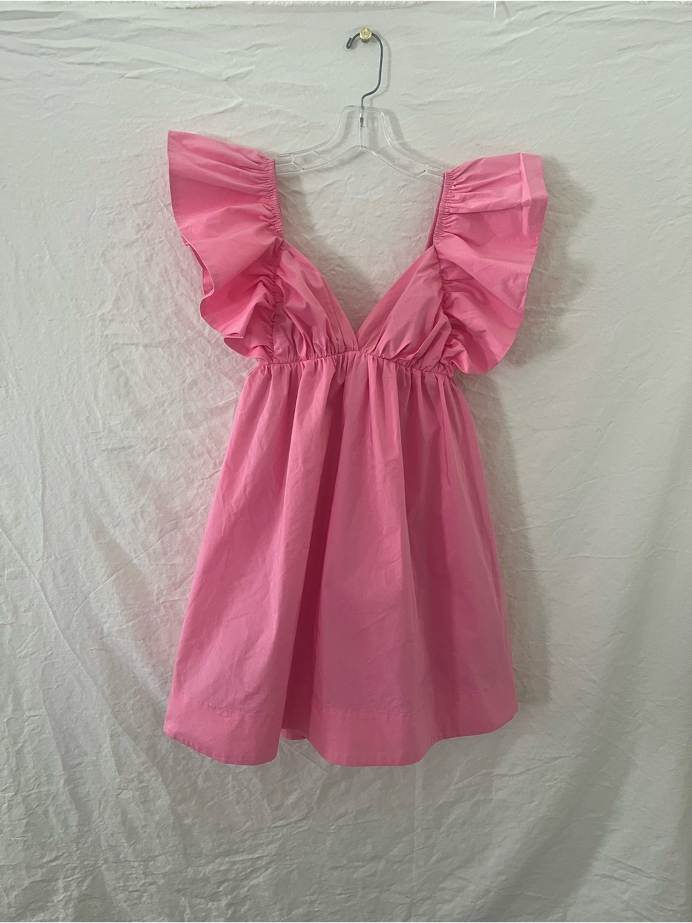 Day + Moon Pink Ruffle Tie Back Babydoll Mini Dress Size S